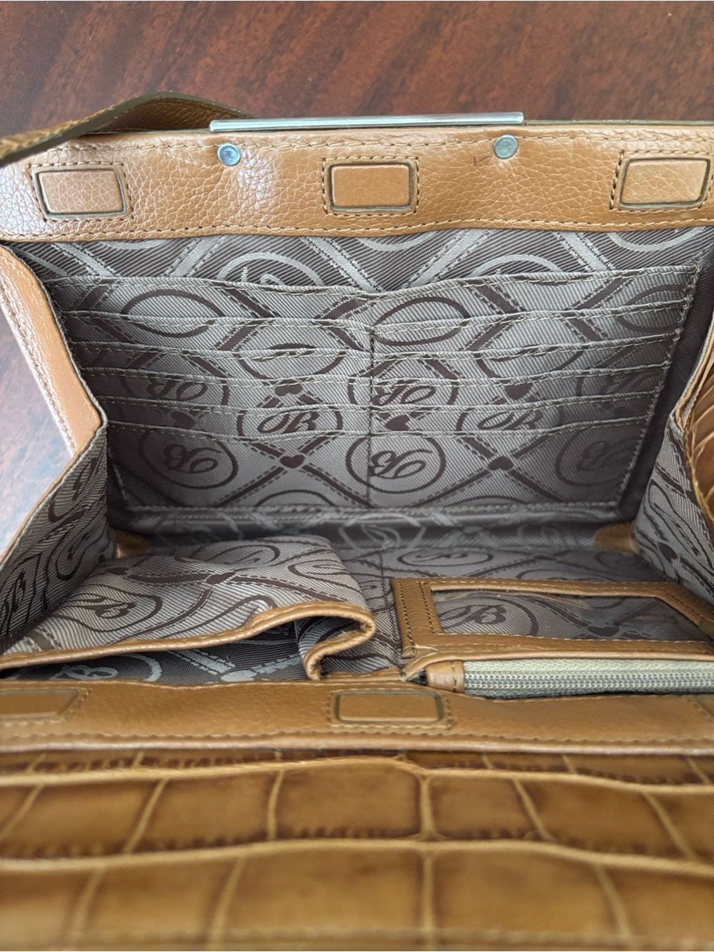 Brighton Mingle Sage Mock Croco Nutmeg Organizer Shoulder/Crossbody Bag MSRP$350 - Picture 8 of 13